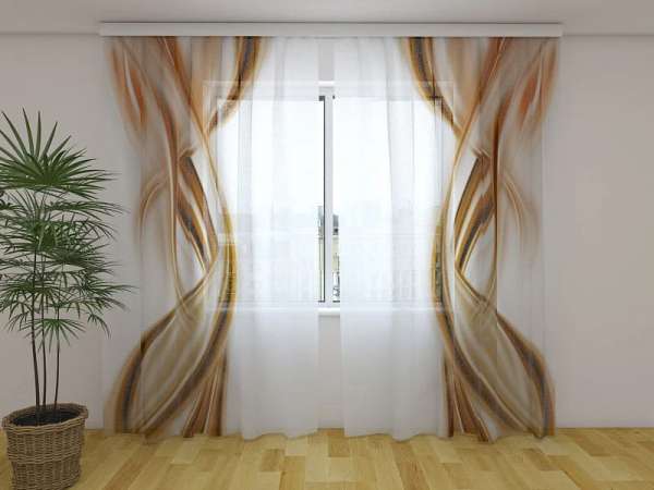 Chiffon curtain: ABSTRACT BROWN WAVES