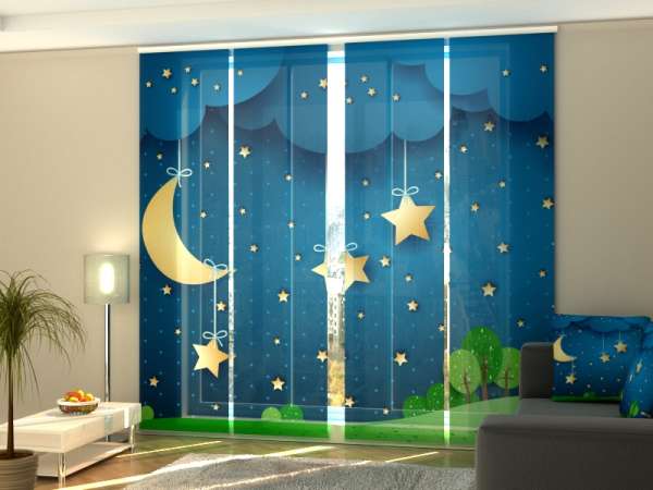 Sliding panel curtain (1-4 pts.): MOON AND STARS