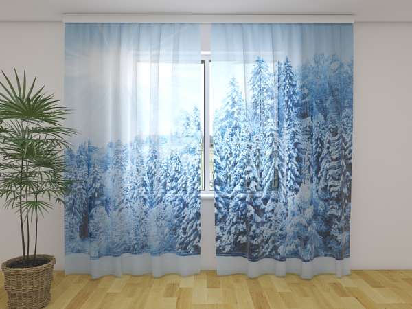 Chiffon curtain: FOREST WITH SNOW AND HOARFROST