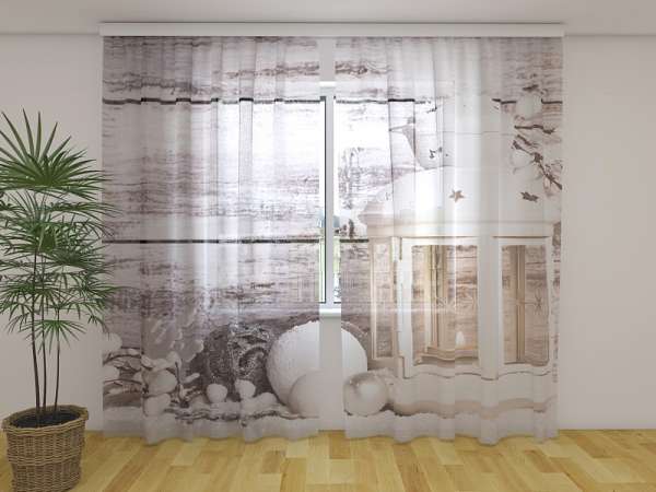 Chiffon curtain: WHITE CHRISTMAS LANTERN