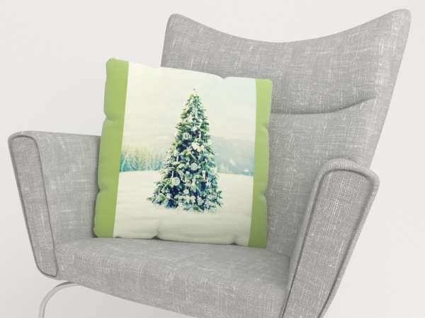 Pillowcase: CHRISTMAS TREE WITH WHITE DECORATIONS