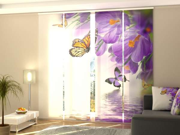 Sliding panel curtain (1-4 pts.): CROCUSES AND BUTTERFLIES