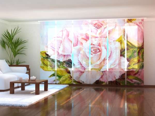 Sliding panel curtain (1-6 pts.): ROSES TENDERNESS