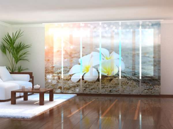 Sliding panel curtain (1-6 pts.): TROPICAL FLOWERS ON THE BEACH