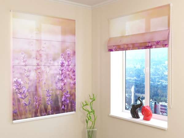 Roman blind: SUNSET OVER A LAVENDER FIELD