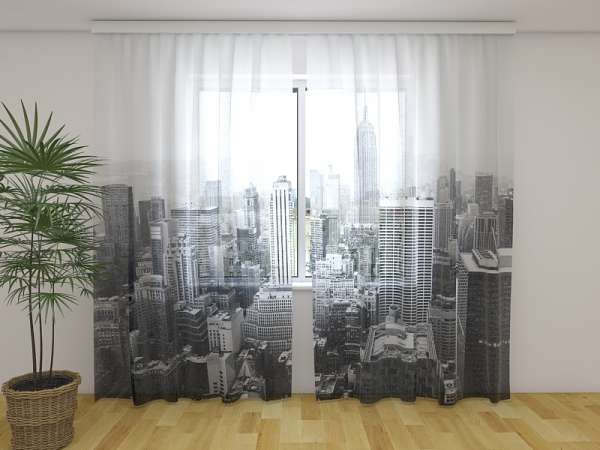 Chiffon curtain: NEW YORK IN BLACK AND WHITE