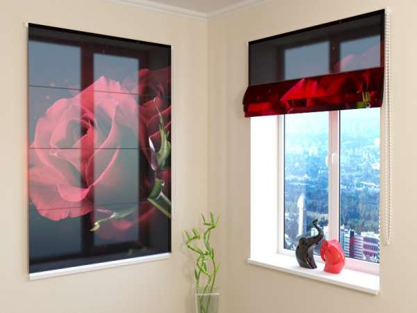 Roman blind: RED ROSES AND HEARTS