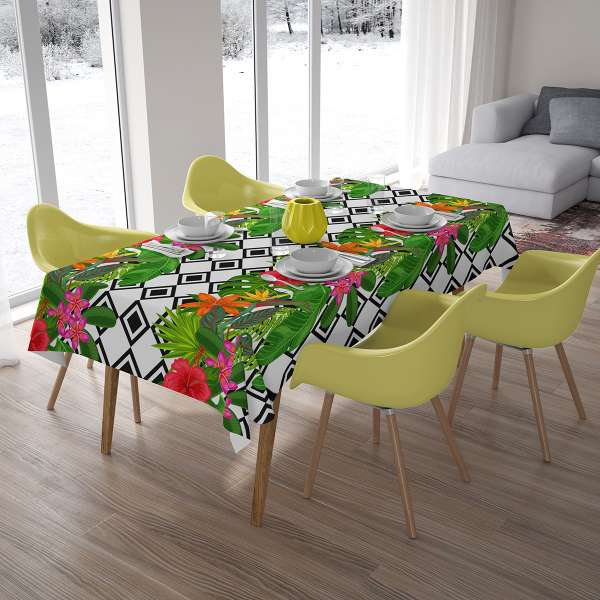 Tablecloth: TROPICAL PLANTS AND RHOMBUS