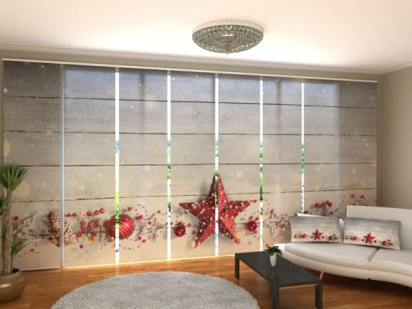 Sliding panel curtain (1-8 pts.): RED CHRISTMAS STAR 2