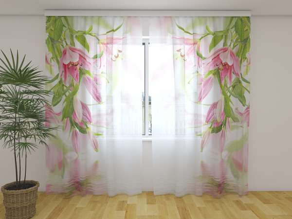 Chiffon curtain: PINK LILIES