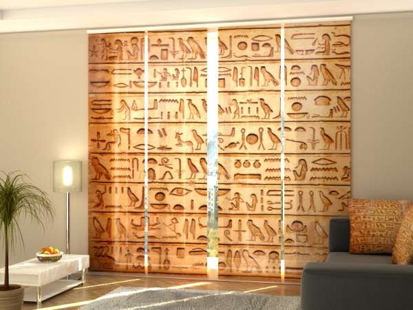 Sliding panel curtain (1-4 pts.): EGYPTIAN HIEROGLYPHS