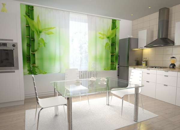 Kitchen curtain: GREEN BAMBOO