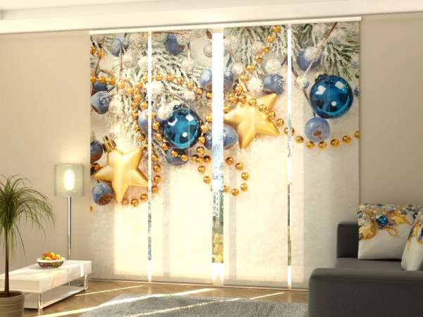 Sliding panel curtain (1-4 pts.): XMAS DECORATIONS ON THE SNOW