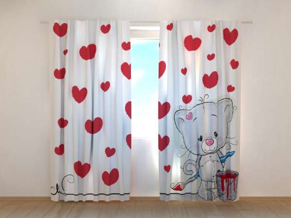 Photo curtain: KITTEN AND HEARTS