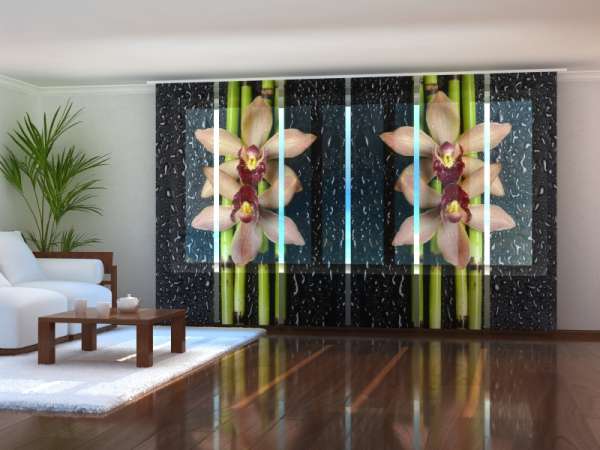 Sliding panel curtain (1-6 pts.): BAMBOO, ORCHIDS AND DROPS