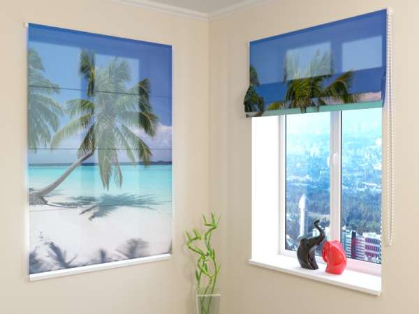 Roman blind: SANDY BEACH WITH PALM TREES