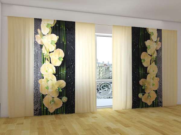 Panoramic curtain: YELLOW ORCHIDS 3