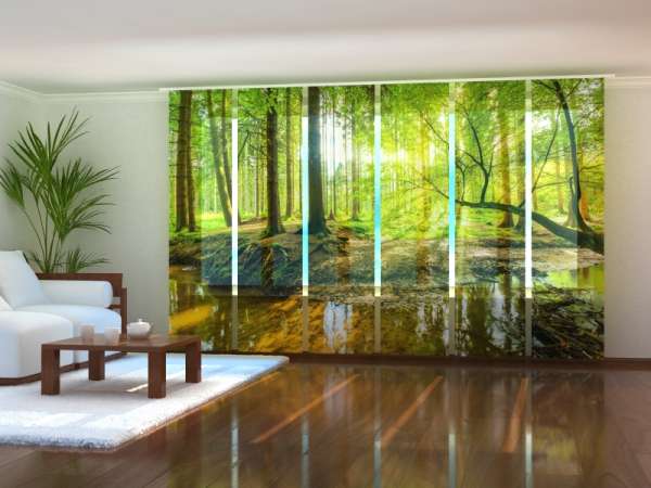 Sliding panel curtain (1-6 pts.): SUNBEAMS IN THE FOREST