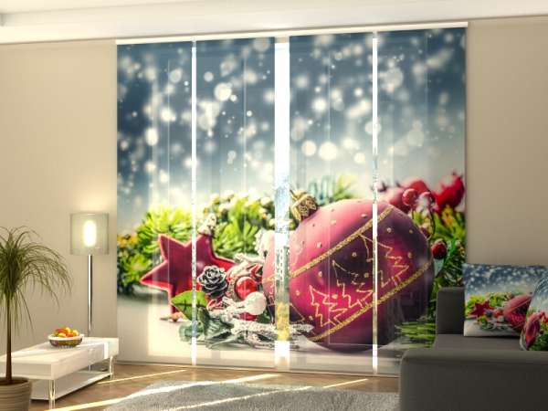 Sliding panel curtain (1-4 pts.): CHRISTMAS DECORATION AND SNOW