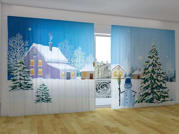 Panoramic curtain: SNOWMAN