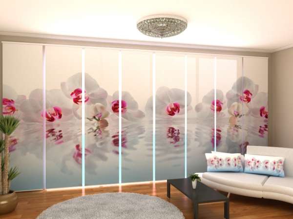 Sliding panel curtain (1-8 pts.): WHITE ORCHIDS BY THE WATER