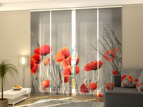 Sliding panel curtain (1-4 pts.): WILD POPPIES