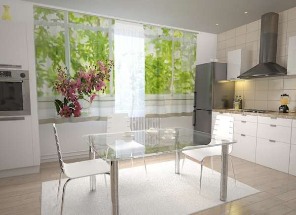 Kitchen curtain: FLOWERS ON THE WINDOW SILL