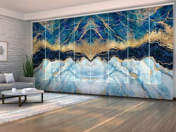 Panel curtain (1-8 pts.): BLUE MARBLE WITH GOLDEN GLITTER