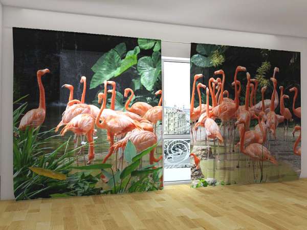 Panoramic curtain: PINK FLAMINGOS