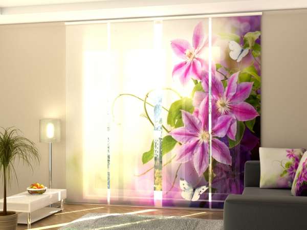 Sliding panel curtain (1-4 pts.): PURPLE TROPICAL FLOWERS