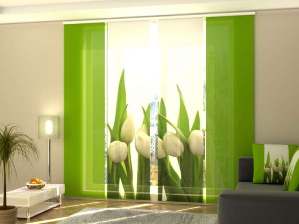 Sliding panel curtain (1-4 pts.): WHITE TULIPS