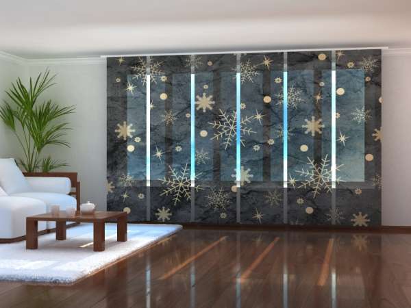 Sliding panel curtain (1-6 pts.): GOLDEN SNOWFLAKES