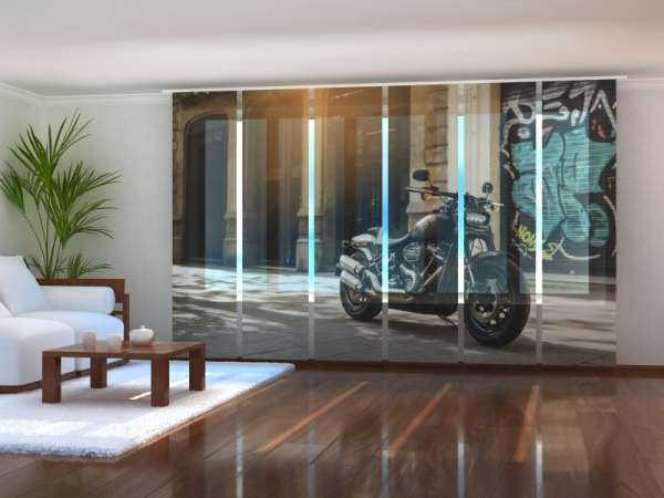 Sliding panel curtain (1-6 pts.): BLACK HARLEY-DAVIDSON