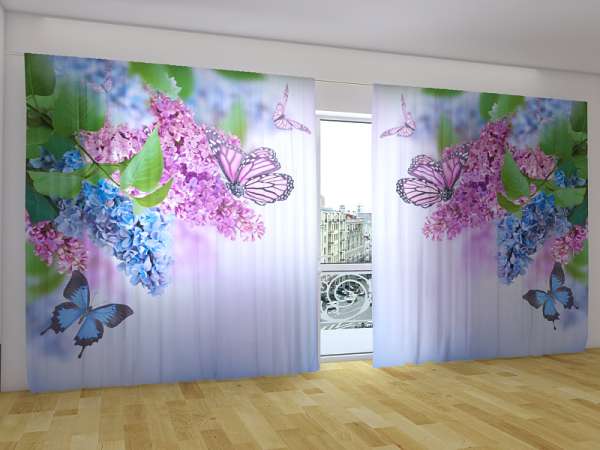 Panoramic curtain: LILAC AND BUTTERFLIES 1