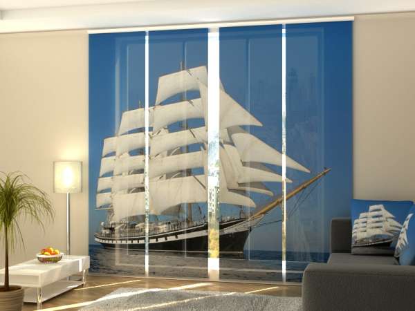 Sliding panel curtain (1-4 pts.): WHITE SAILING SHIP