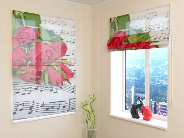 Roman blind: ROSES AND NOTES