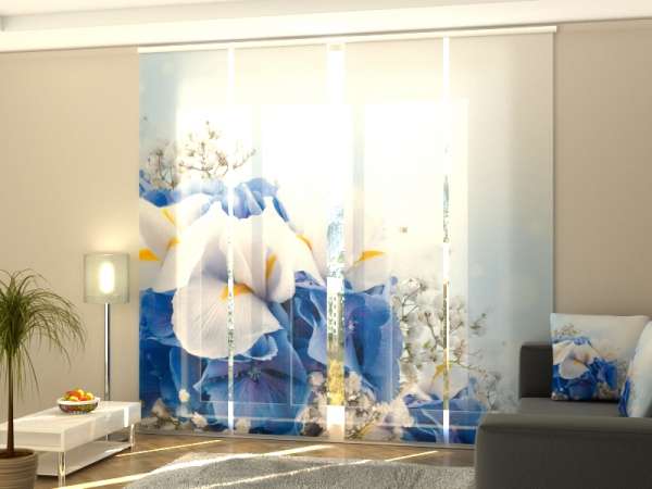 Sliding panel curtain (1-4 pts.): BLUE IRIS FLOWERS