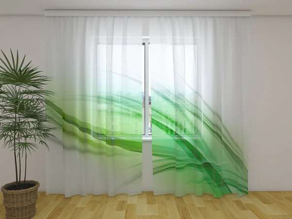 Chiffon curtain: ABSTRACT GREEN LEAF