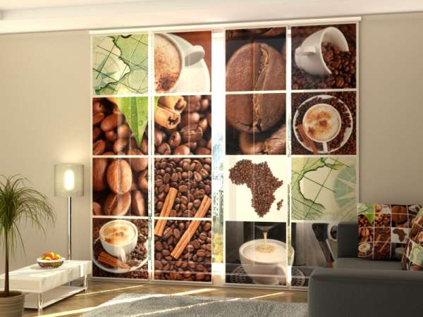 Sliding panel curtain (1-4 pts.): COFFEE COLLAGE 2