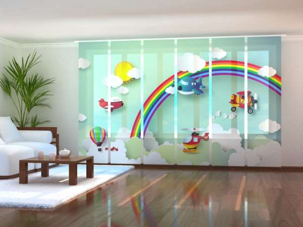 Sliding panel curtain (1-6 pts.): HELICOPTER OVER THE RAINBOW