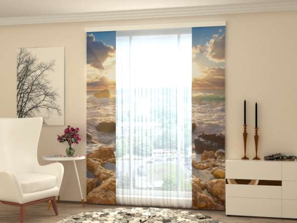 Sliding panel curtain (1-2 pts.): SEA AND STONES