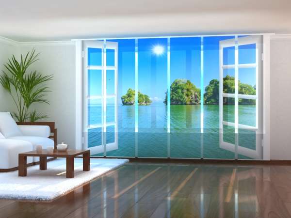 Sliding panel curtain (1-6 pts.): WINDOW VIEW OF THE OCEAN