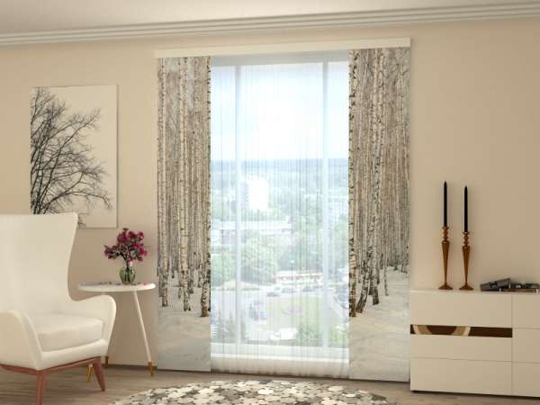 Sliding panel curtain (1-2 pts.): WINTER BIRCH FOREST