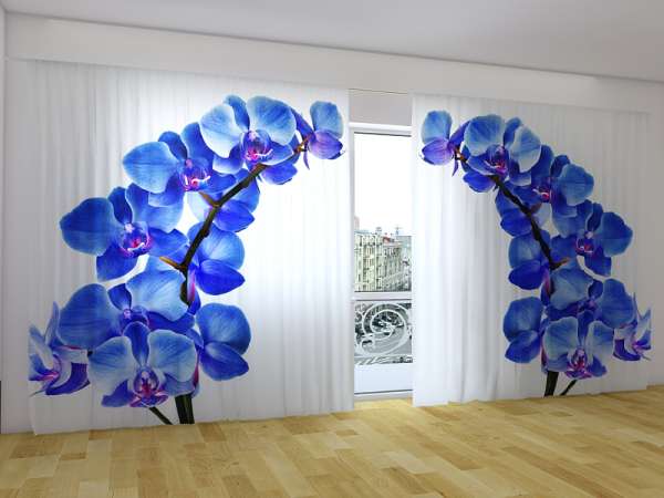 Panoramic curtain: BLUE ORCHIDS