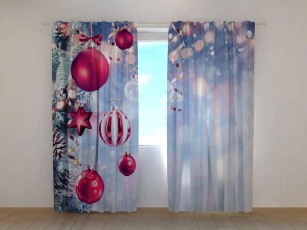 Photo curtain: RED CHRISTMAS BALLS AND CONES