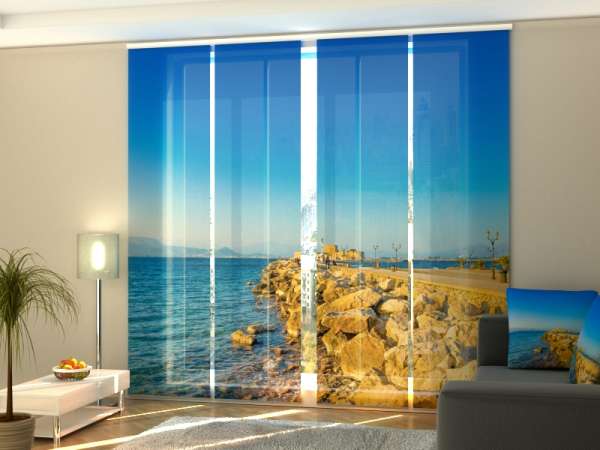 Sliding panel curtain (1-4 pts.): VIEW OF THE PORT IN GREECE