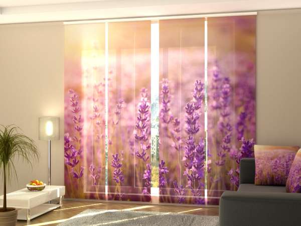 Sliding panel curtain (1-4 pts.): SUNSET OVER A LAVENDER FIELD