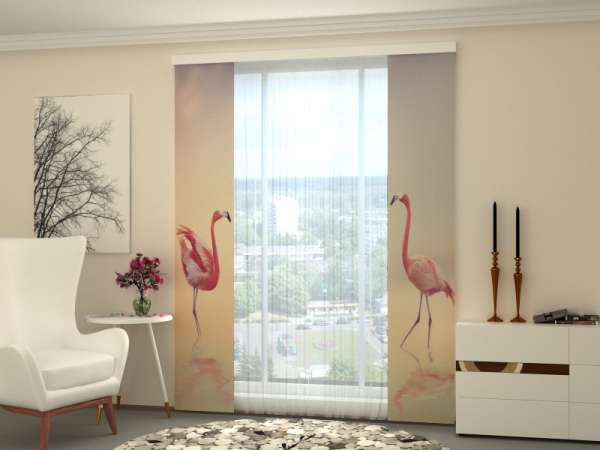 Sliding panel curtain (1-2 pts.): PINK FLAMINGOS AT SUNSET