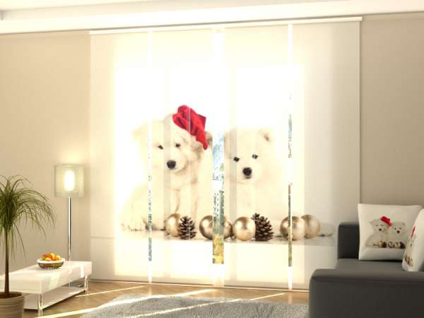 Sliding panel curtain (1-4 pts.): CHRISTMAS PUPPIES