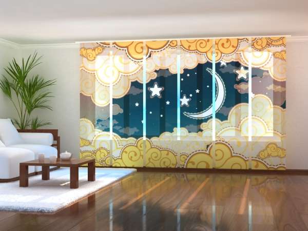 Sliding panel curtain (1-6 pts.): CARTOON STYLE NIGHT SKY